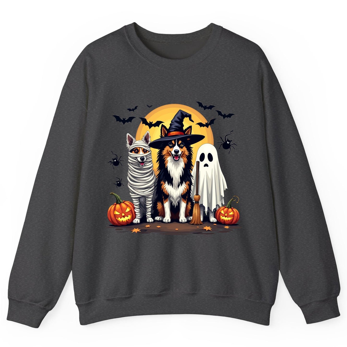 Halloween Dogs in Costumes Halloween dogs Sweatshirt Dark Heather product mockup
