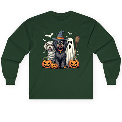 Halloween Dogs in Costumes Halloween dogs Long Sleeve Tee Forest Green product mockup