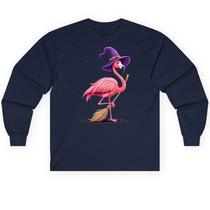Witch Flamingo flamingo Long Sleeve Tee Navy product mockup