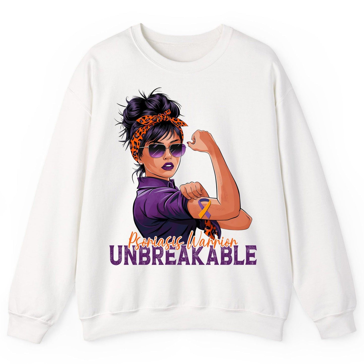 Psoriasis Warrior Unbreakable psoriasis awareness Sweatshirt White product mockup