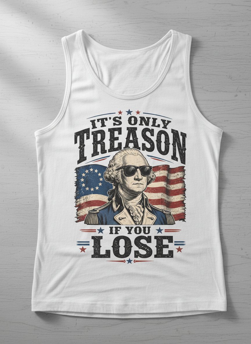 It's Only Treason If You Lose Patriotic History Tank Top - product mockup - White