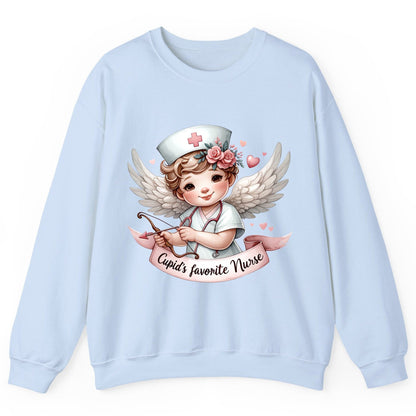 Cupid's Favorite Nurse cupid nurse Sweatshirt Light Blue product mockup