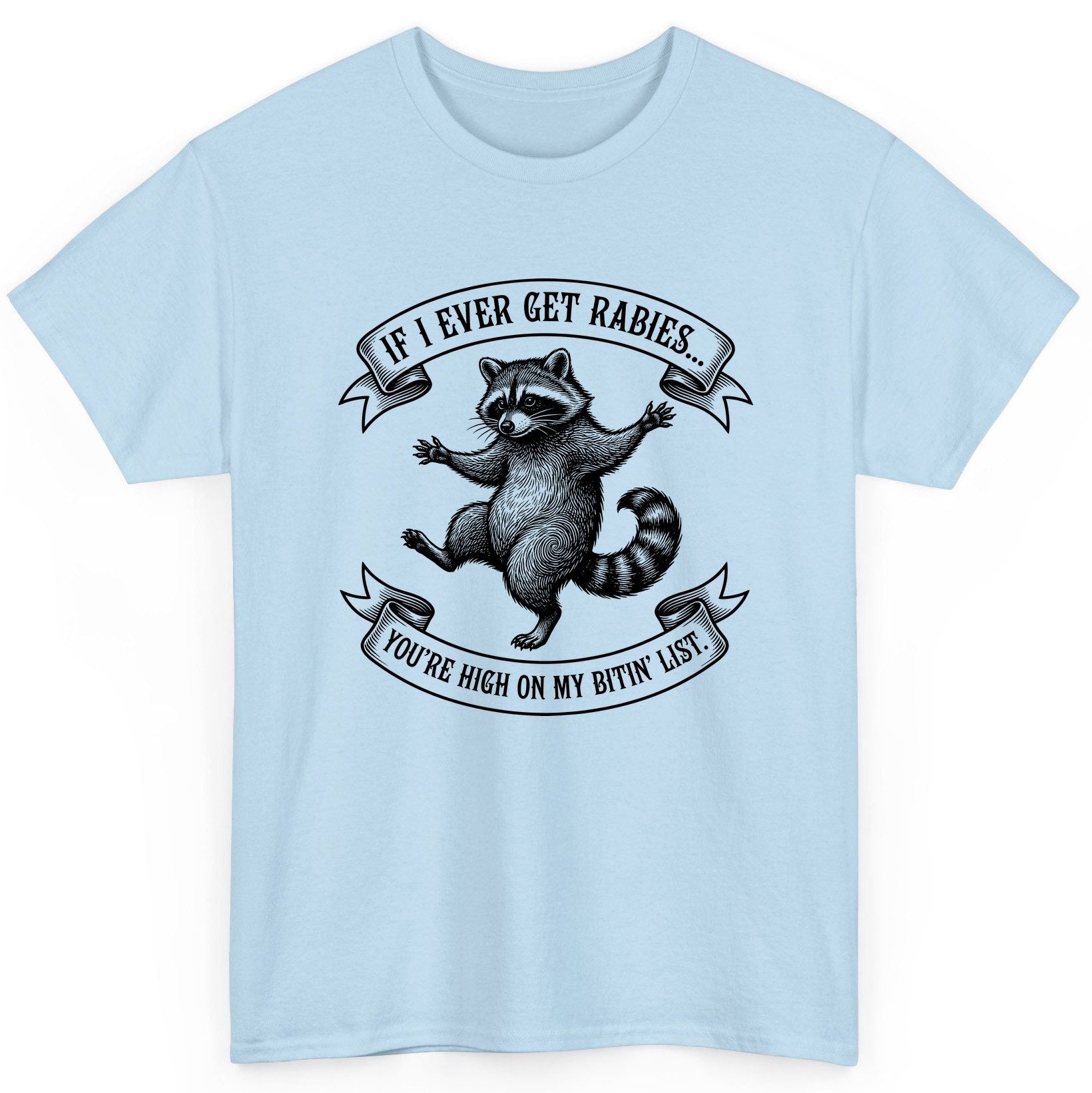 Subtle Raccoon Sketch raccoon T-Shirt Light Blue product mockup