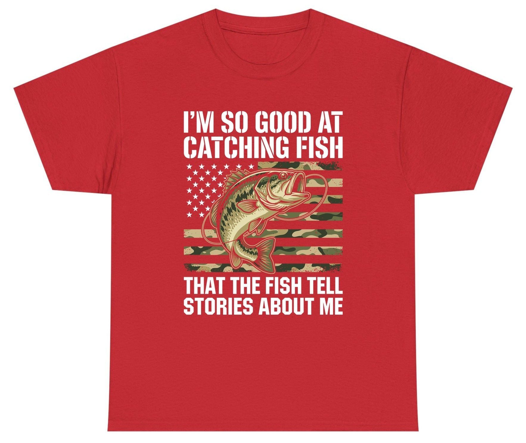 I'm So Good at Catching Fish That the Fish Tell Stories About Me fishing Youth T-Shirt Red product mockup