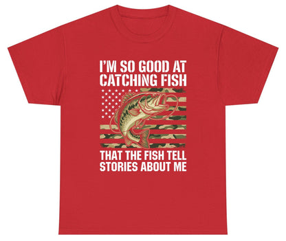 I'm So Good at Catching Fish That the Fish Tell Stories About Me fishing Youth T-Shirt Red product mockup