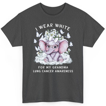 I Wear White for My Grandma Lung Cancer Awareness lung cancer awareness T-Shirt Dark Heather product mockup