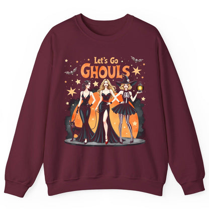 Let's Go Ghouls Halloween women Sweatshirt Maroon product mockup