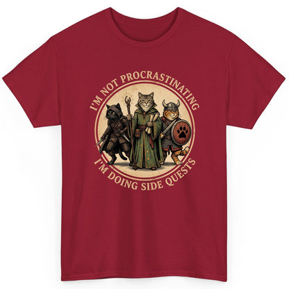 I'm Not Procrastinating I'm Doing Side Quests rpg cats T-Shirt Cardinal Red product mockup
