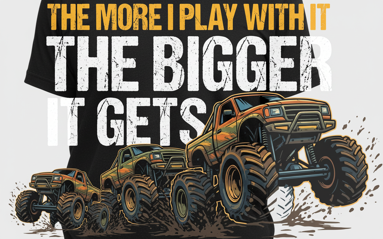 The More I Play With It The Bigger It Gets Monster Truck T-Shirt - Black