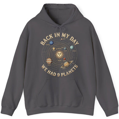 Back in My Day We Had 9 Planets solar system Hoodie Charcoal product mockup