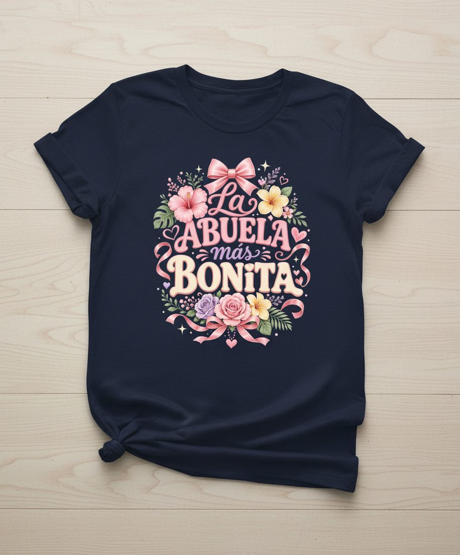 La ABUELA Más BONITA Grandma T-Shirt - product mockup - Navy