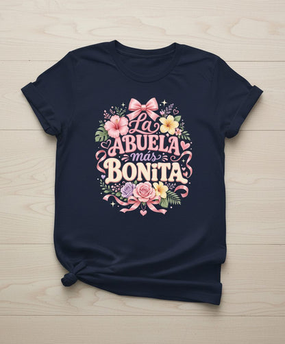La ABUELA Más BONITA Grandma T-Shirt - product mockup - Navy