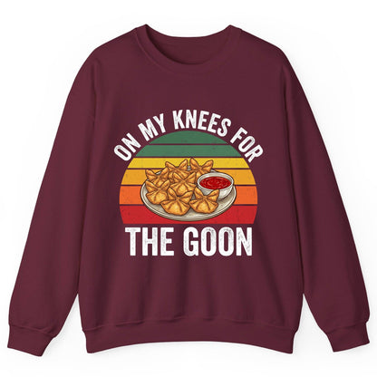 On My Knees for the Goon crab rangoon Sweatshirt Maroon product mockup