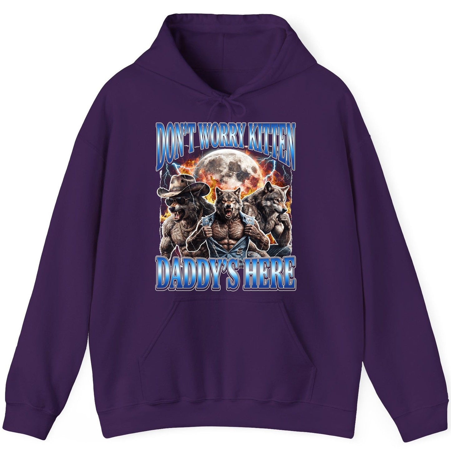 Don't Worry Kitten Daddy's Here werewolf Hoodie Purple product mockup