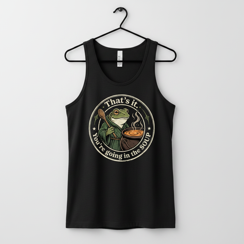 That's It You're Going In The Soup Frog Meme Tank Top - Black