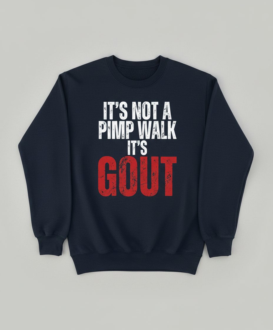 It's Not a Pimp Walk It's Gout Funny People Sweatshirt - product mockup - Navy
