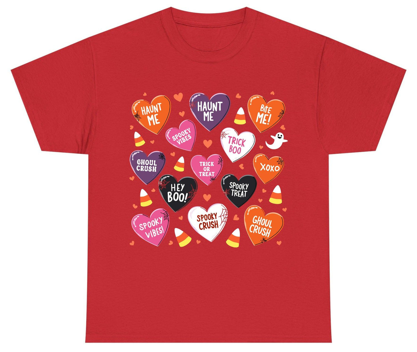 Spooky Halloween Conversation Hearts Halloween conversation hearts Youth T-Shirt Red product mockup