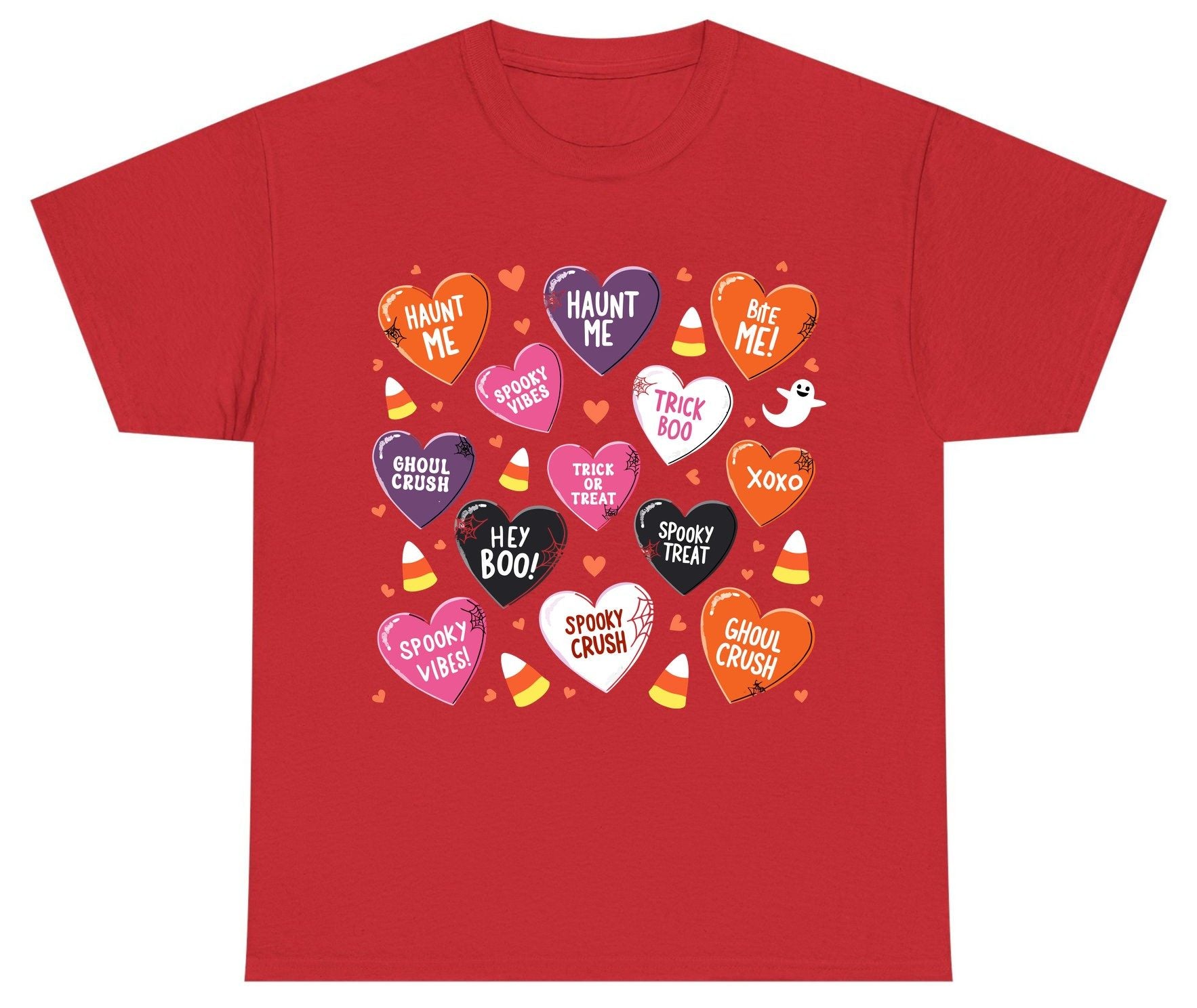 Spooky Halloween Conversation Hearts Halloween conversation hearts Youth T-Shirt Red product mockup