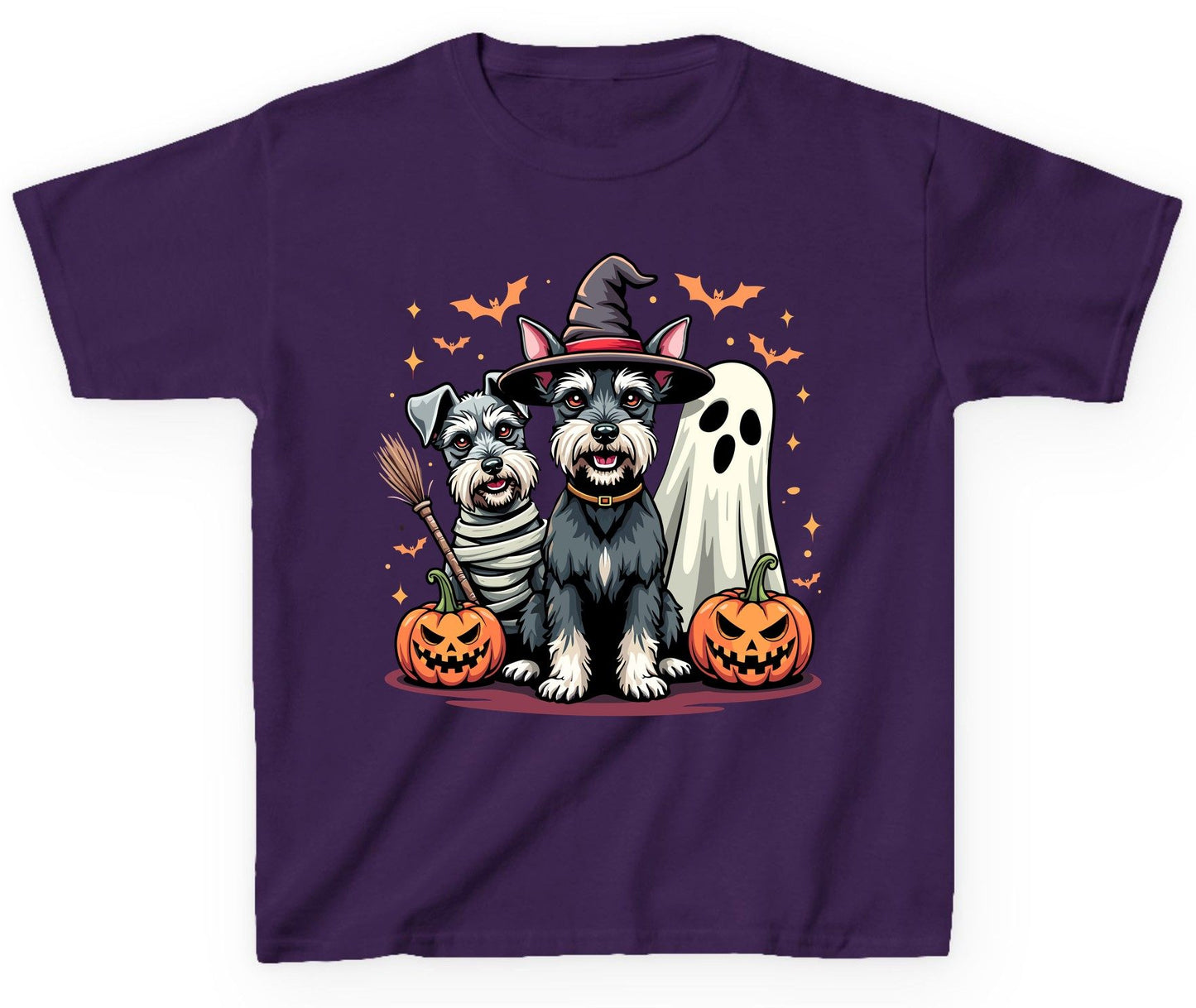 Halloween Schnauzer Dogs schnauzer dogs Youth T-Shirt Purple product mockup