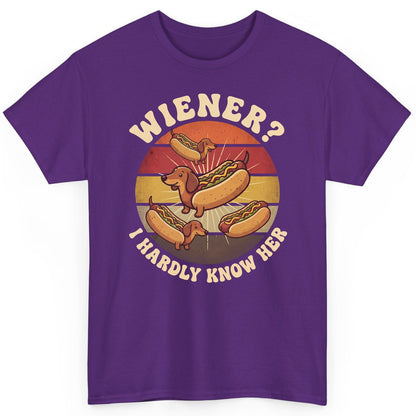 Wiener I Hardly Know Her dachshund T-Shirt Purple product mockup