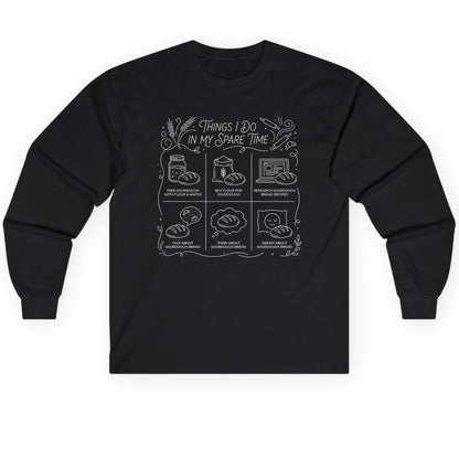 Things I Do in My Spare Time sourdough baking Long Sleeve Tee Black product mockup