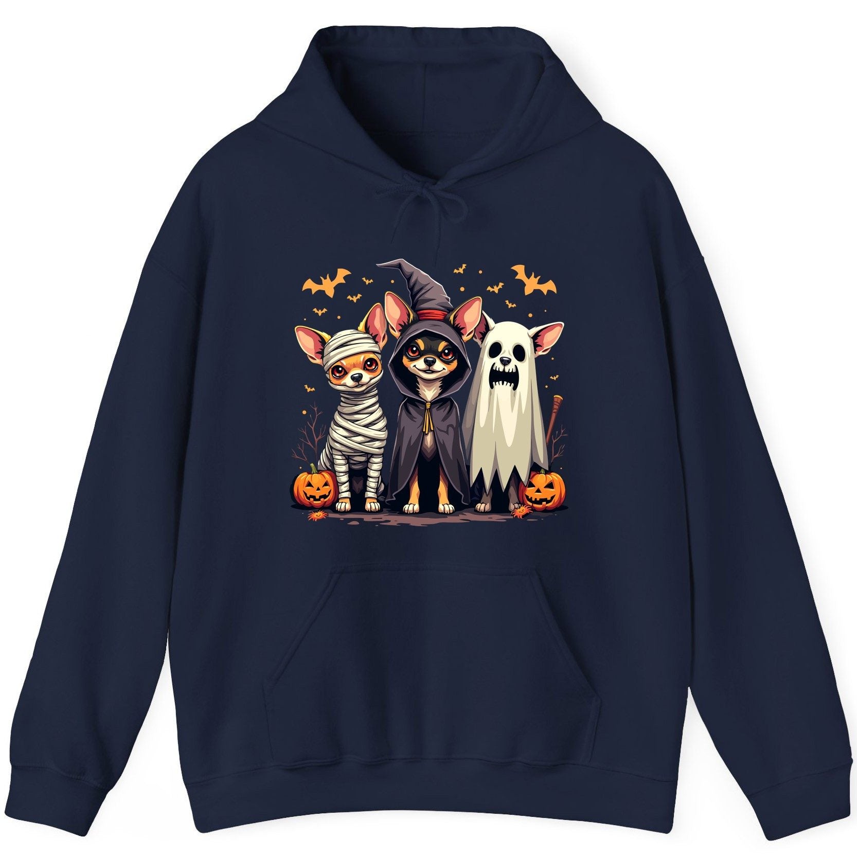 Chihuahua Halloween Costumes chihuahua dogs in Halloween costumes Hoodie Navy product mockup
