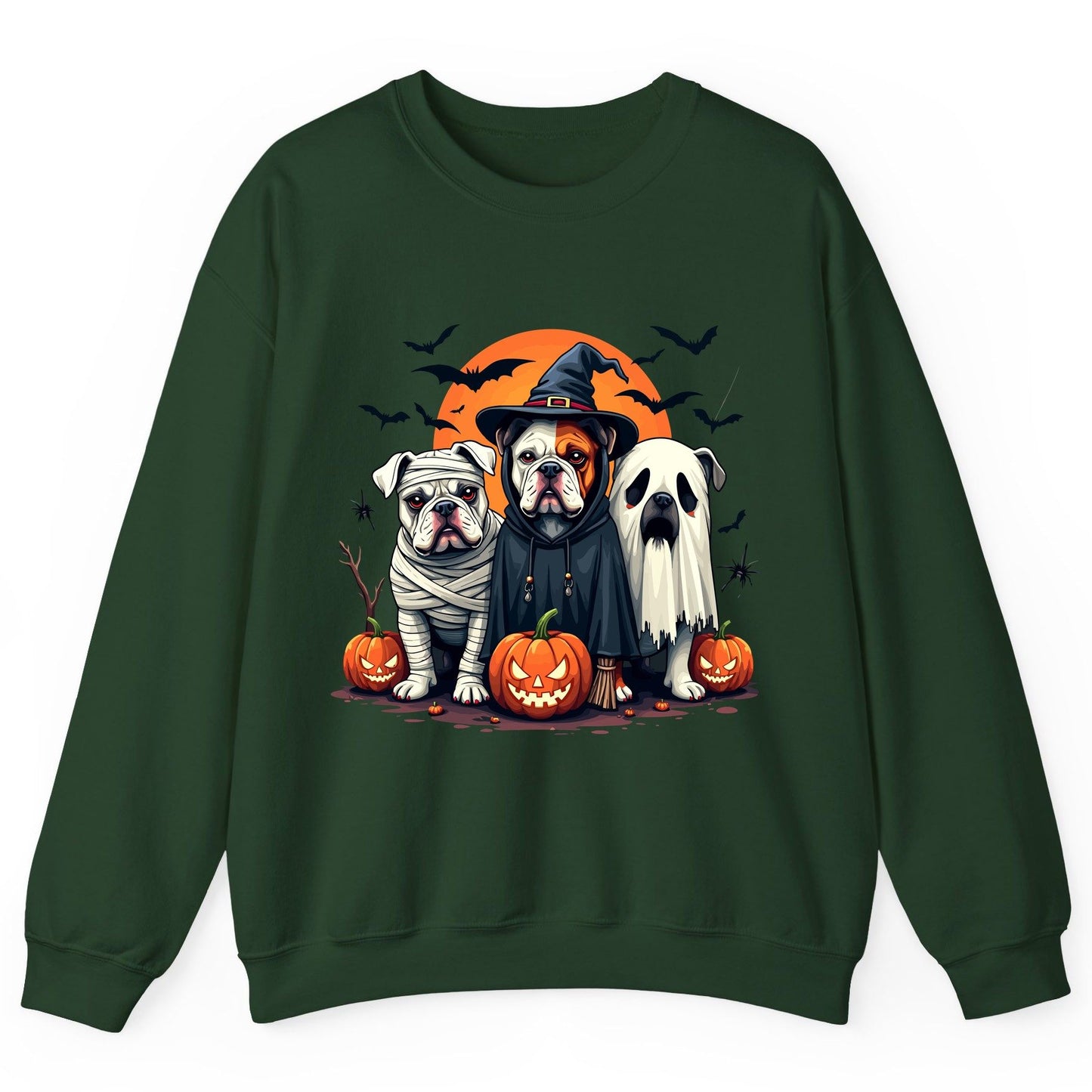 Halloween Bulldogs Costumes Halloween bulldogs Sweatshirt Forest Green product mockup