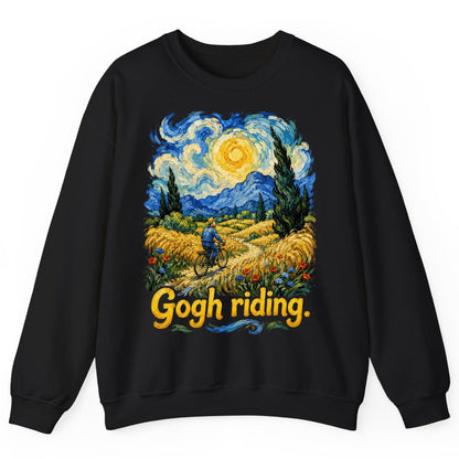 Gogh Riding van gogh art parody Sweatshirt Black product mockup