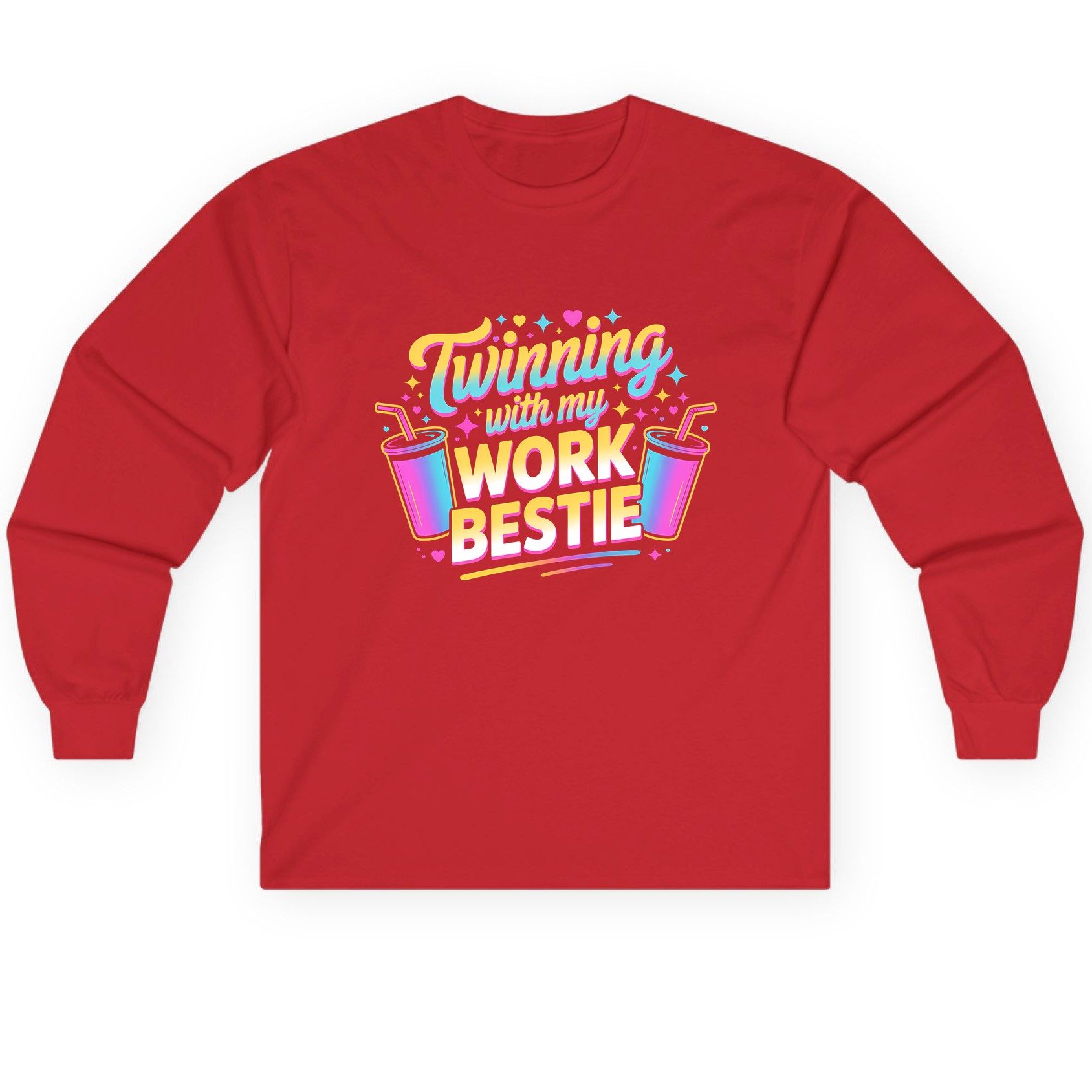 Twinning with My Work Bestie work friendship Long Sleeve Tee Red product mockup