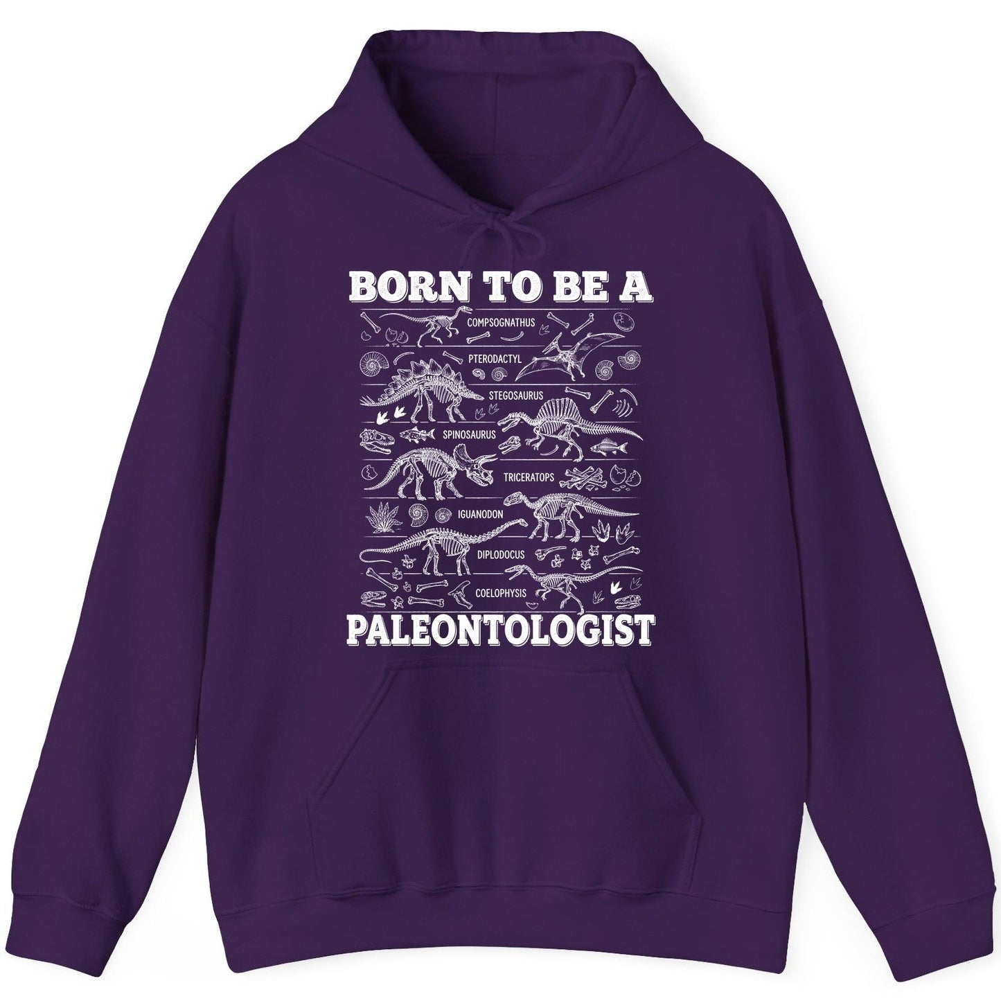 Born to Be a Paleontologist dinosaur skeletons Hoodie Purple product mockup