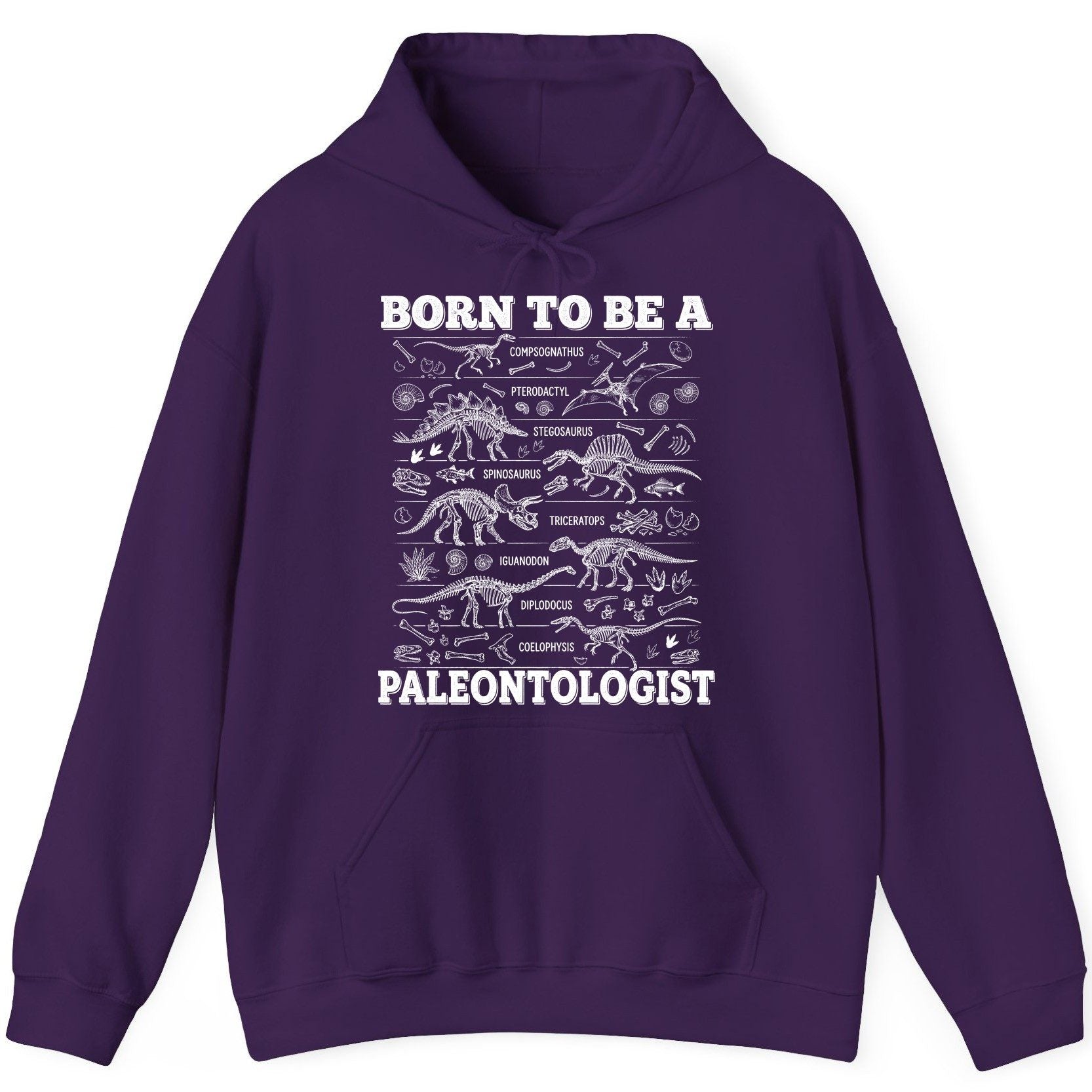 Born to Be a Paleontologist dinosaur skeletons Hoodie Purple product mockup
