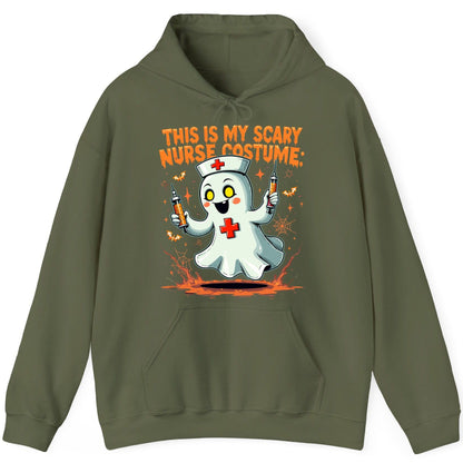 This Is My Scary Nurse Costume ghost nurse Hoodie Military Green product mockup