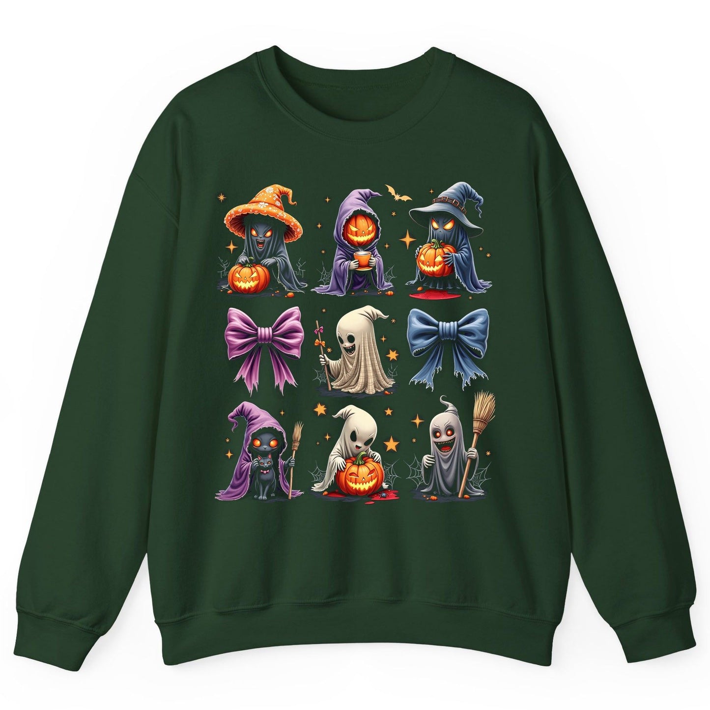 Spooky Cute Halloween Characters Halloween characters Sweatshirt Forest Green product mockup
