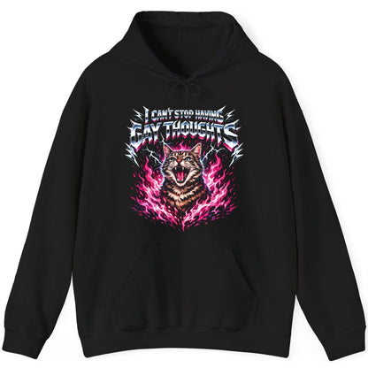 I Can't Stop Having Gay Thoughts cat Hoodie Black product mockup