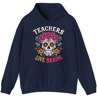 Teachers Love Brains teacher Hoodie Navy product mockup