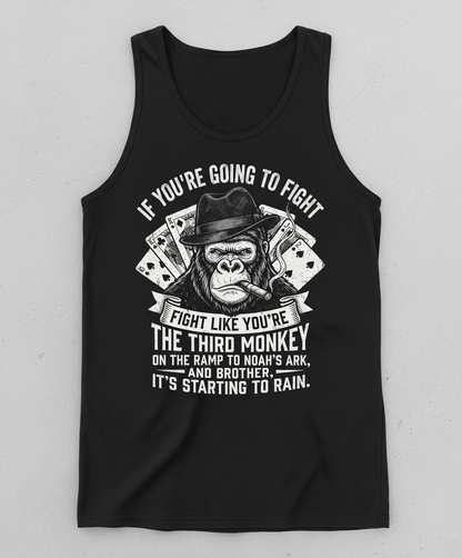 Third Monkey on Noah's Ark Fighting Gorilla Quote Tank Top - Black