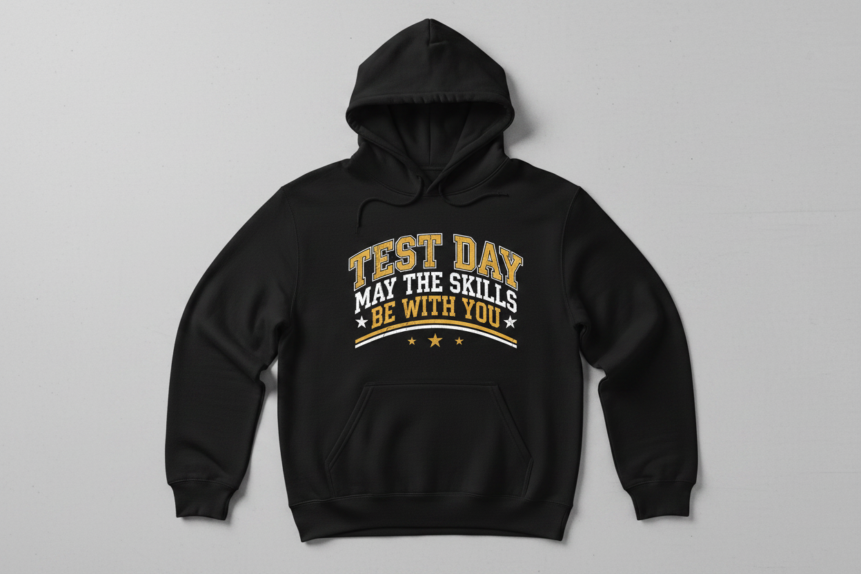 Test Day May The Skills Be With You Funny Teacher Student Design Hoodie - Black