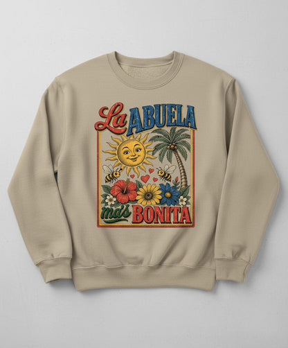 La Abuela Más Bonita Retro Grandma Sweatshirt - product mockup - Sand