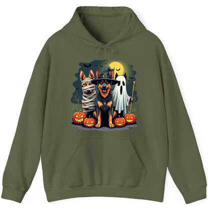 Halloween Dogs in Costumes Halloween dogs Hoodie Military Green product mockup