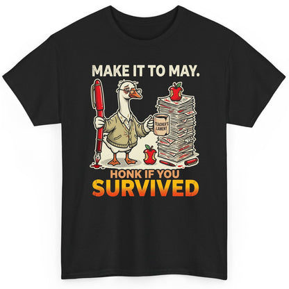 Make It to May Honk If You Survived Funny Teacher Humor T-Shirt - product mockup - Black
