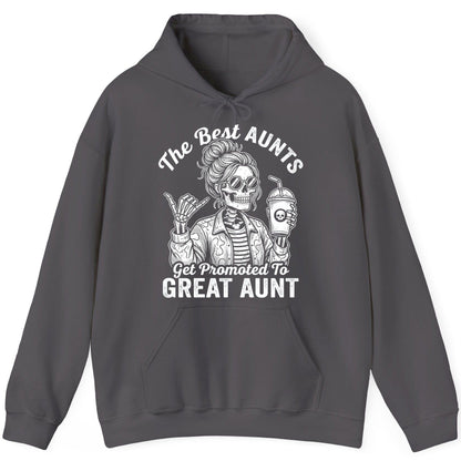 The Best Aunts Get Promoted to GREAT AUNT Funny Announcement Hoodie - product mockup - Charcoal