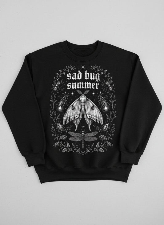 Sad Bug Summer Vintage Insects Sweatshirt - product mockup - Black