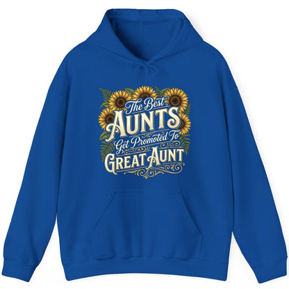 The Best AUNTS Get Promoted to GREAT AUNT Retro Hoodie - product mockup - Royal