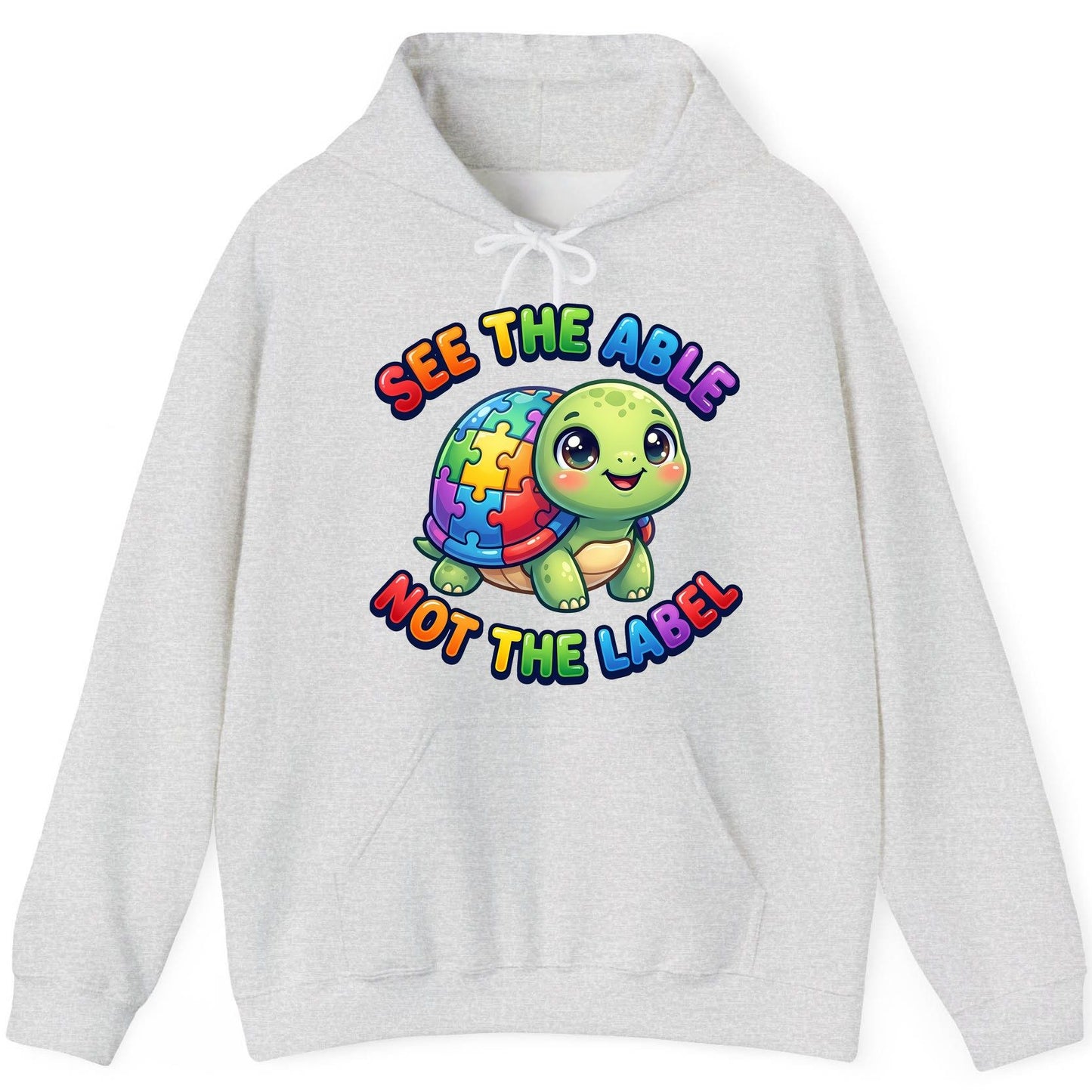 SEE THE ABLE NOT THE LABEL Autism Awareness Hoodie - product mockup - Ash