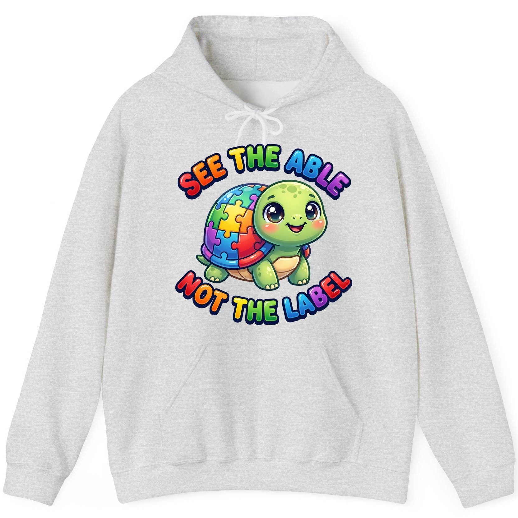 SEE THE ABLE NOT THE LABEL Autism Awareness Hoodie - product mockup - Ash