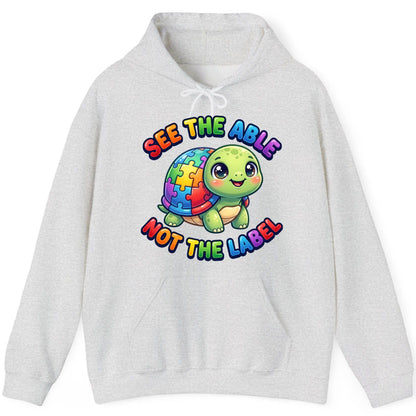 SEE THE ABLE NOT THE LABEL Autism Awareness Hoodie - product mockup - Ash