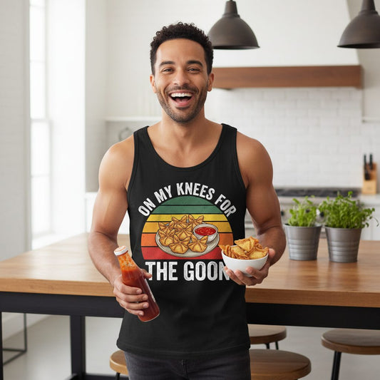 On My Knees for the Goon crab rangoon Tank Top Black lifestyle mockup