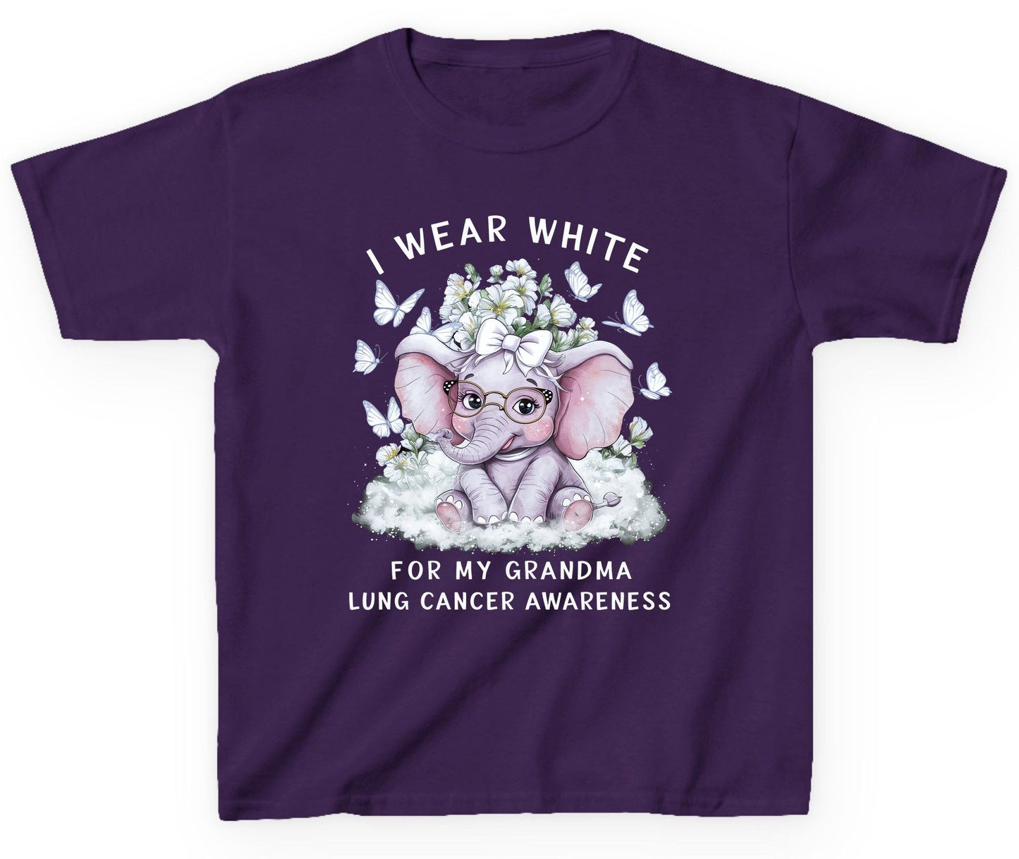 I Wear White for My Grandma Lung Cancer Awareness lung cancer awareness Youth T-Shirt Purple product mockup