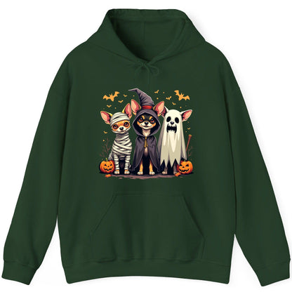 Chihuahua Halloween Costumes chihuahua dogs in Halloween costumes Hoodie Forest Green product mockup