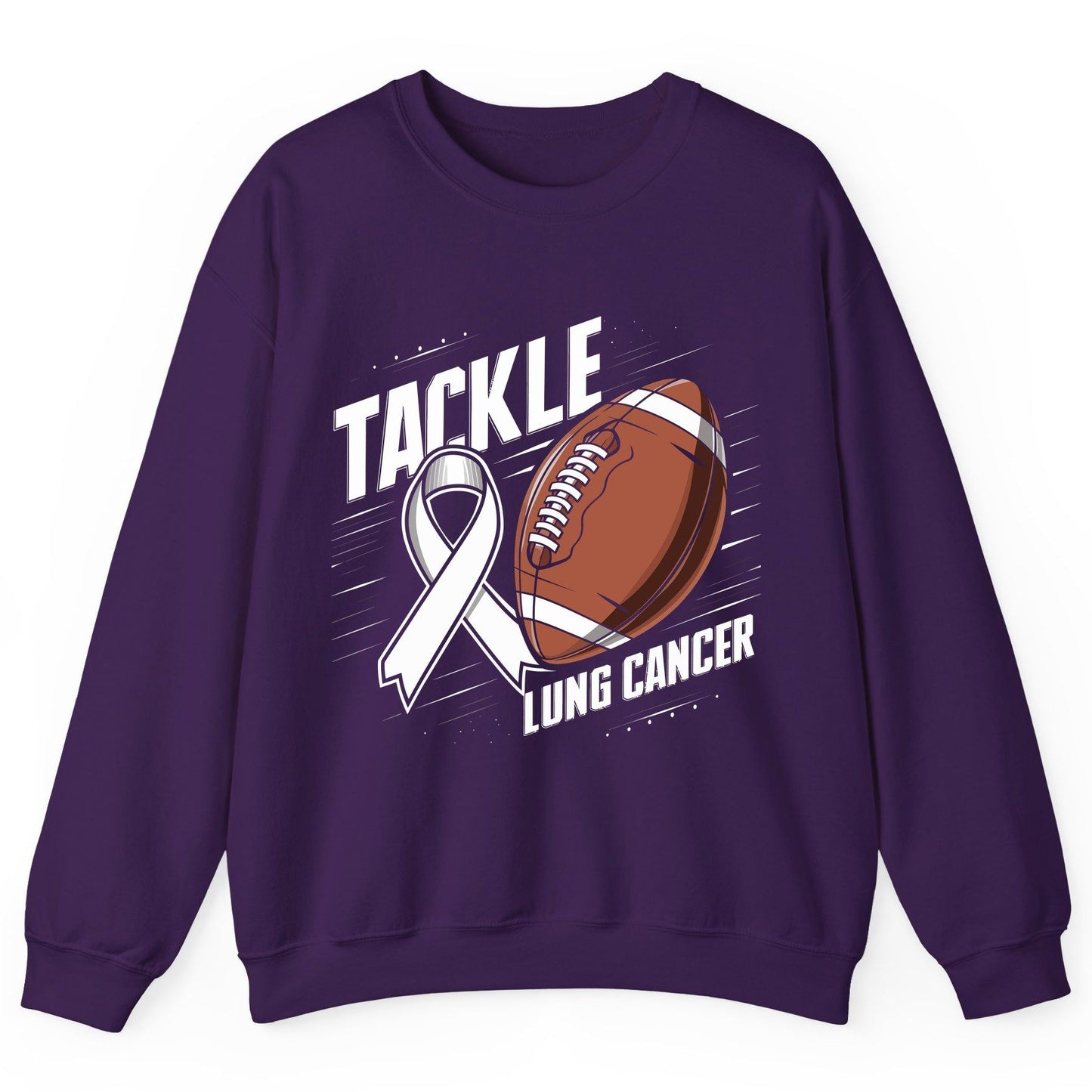 Tackle Lung Cancer lung cancer awareness Sweatshirt Purple product mockup
